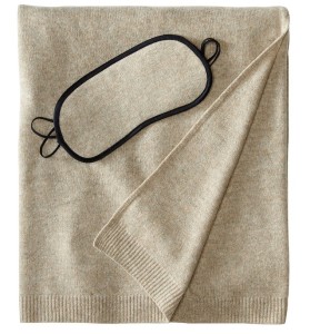 Sofia Cashmere Women's 100% Cashmere Cozy Travel Set with Blanket, Eye Mask, and Bag